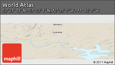 Shaded Relief Panoramic Map of the Area around 53° 40' 8" N, 72° 10' 30" W