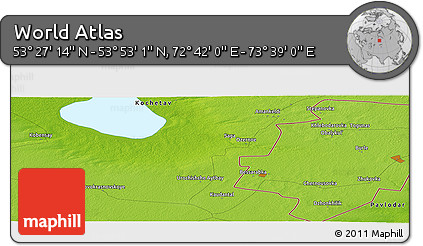 Physical Panoramic Map of the Area around 53° 40' 8" N, 73° 10' 30" E