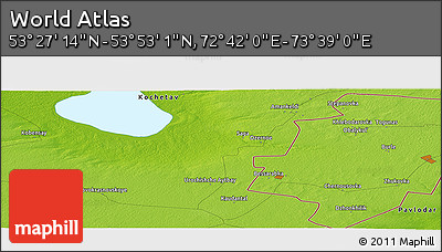Physical Panoramic Map of the Area around 53° 40' 8" N, 73° 10' 30" E