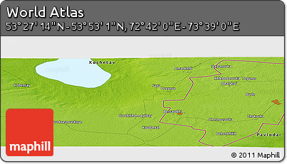 Physical Panoramic Map of the Area around 53° 40' 8" N, 73° 10' 30" E