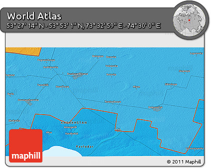 Political 3D Map of the Area around 53° 40' 8" N, 74° 1' 30" E
