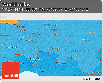 Political 3D Map of the Area around 53° 40' 8" N, 74° 1' 30" E
