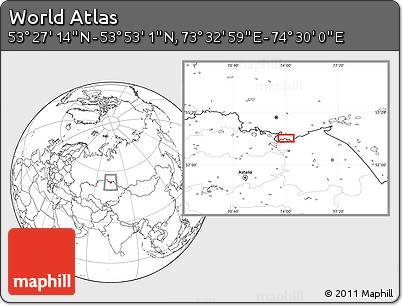 Blank Location Map of the Area around 53° 40' 8" N, 74° 1' 30" E