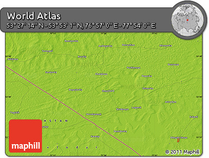 Physical Map of the Area around 53° 40' 8" N, 77° 25' 30" E