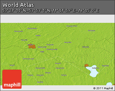 Physical 3D Map of the Area around 53° 40' 8" N, 78° 16' 30" E