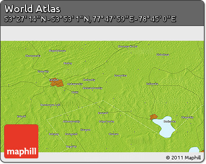 Physical 3D Map of the Area around 53° 40' 8" N, 78° 16' 30" E
