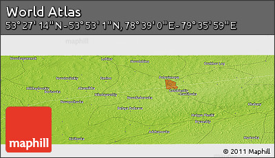 Physical Panoramic Map of the Area around 53° 40' 8" N, 79° 7' 30" E