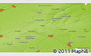 Physical 3D Map of the area around 53° 40' 8" N, 80° 49' 29" E