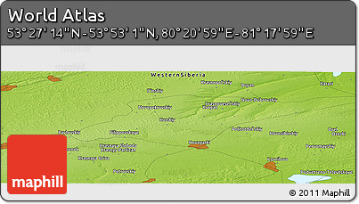 Physical Panoramic Map of the Area around 53° 40' 8" N, 80° 49' 29" E