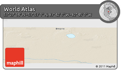 Shaded Relief Panoramic Map of the Area around 53° 40' 8" N, 83° 13' 29" W