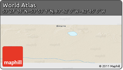 Shaded Relief Panoramic Map of the Area around 53° 40' 8" N, 83° 13' 29" W