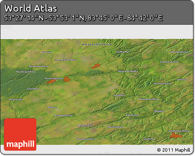 Satellite 3D Map of the Area around 53° 40' 8" N, 84° 13' 29" E