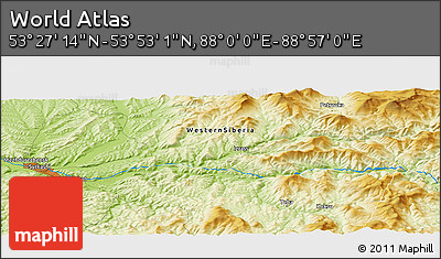 Physical Panoramic Map of the Area around 53° 40' 8" N, 88° 28' 29" E