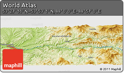 Physical Panoramic Map of the Area around 53° 40' 8" N, 88° 28' 29" E