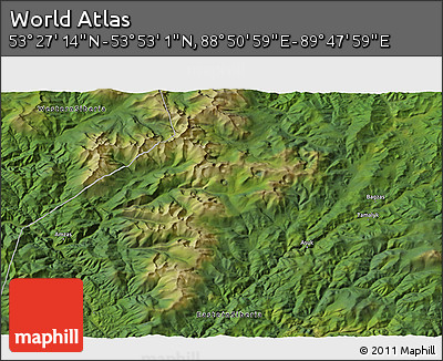 Satellite 3D Map of the Area around 53° 40' 8" N, 89° 19' 29" E