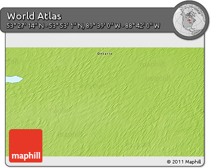 Physical 3D Map of the Area around 53° 40' 8" N, 89° 10' 30" W