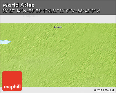 Physical 3D Map of the Area around 53° 40' 8" N, 89° 10' 30" W