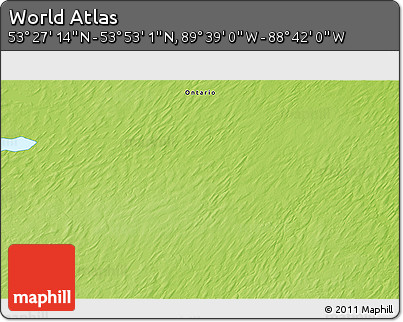 Physical 3D Map of the Area around 53° 40' 8" N, 89° 10' 30" W