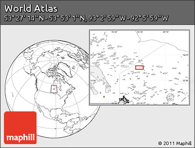 Blank Location Map of the Area around 53° 40' 8" N, 92° 34' 29" W
