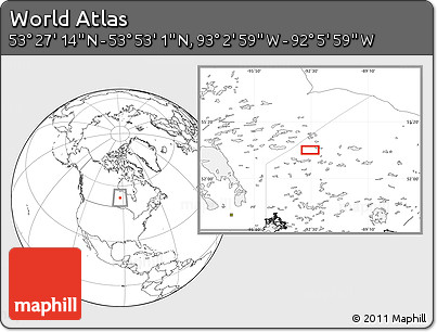 Blank Location Map of the Area around 53° 40' 8" N, 92° 34' 29" W