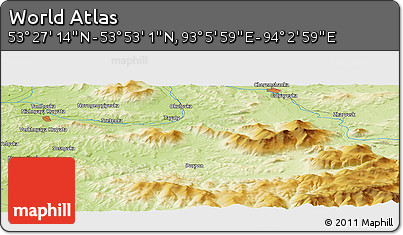 Physical Panoramic Map of the Area around 53° 40' 8" N, 93° 34' 29" E
