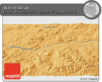 Political 3D Map of the Area around 53° 40' 8" N, 94° 25' 30" E