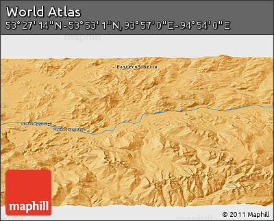 Political 3D Map of the Area around 53° 40' 8" N, 94° 25' 30" E