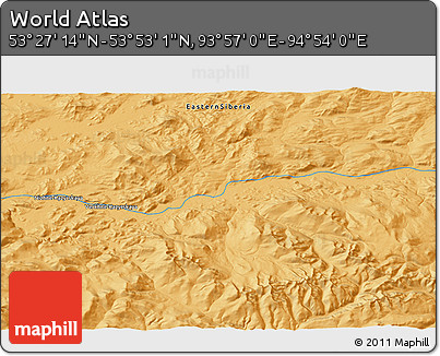 Political 3D Map of the Area around 53° 40' 8" N, 94° 25' 30" E