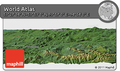 Satellite Panoramic Map of the Area around 53° 40' 8" N, 94° 25' 30" E
