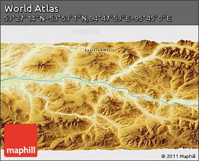 Physical 3D Map of the Area around 53° 40' 8" N, 95° 16' 30" E