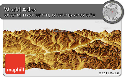 Physical Panoramic Map of the Area around 53° 40' 8" N, 96° 7' 30" E