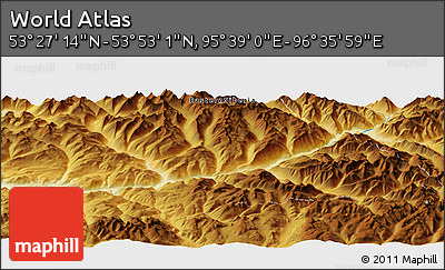 Physical Panoramic Map of the Area around 53° 40' 8" N, 96° 7' 30" E