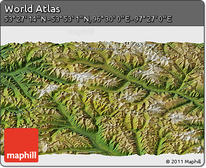 Satellite 3D Map of the Area around 53° 40' 8" N, 96° 58' 29" E