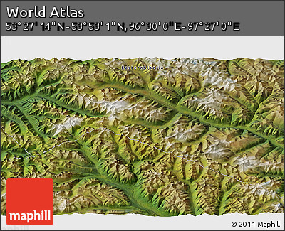 Satellite 3D Map of the Area around 53° 40' 8" N, 96° 58' 29" E