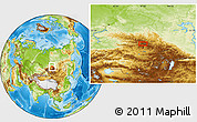 Physical Location Map of the area around 53° 40' 8" N, 96° 58' 29" E