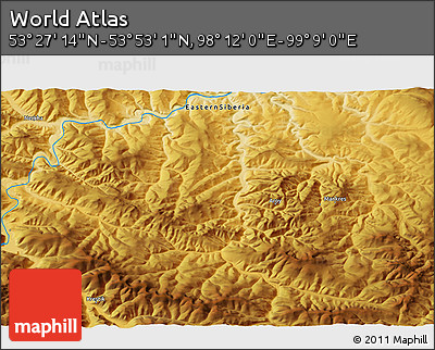 Physical 3D Map of the Area around 53° 40' 8" N, 98° 40' 30" E