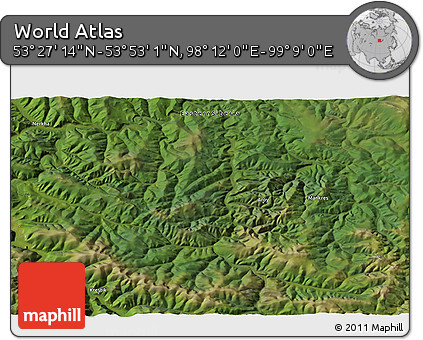 Satellite 3D Map of the Area around 53° 40' 8" N, 98° 40' 30" E