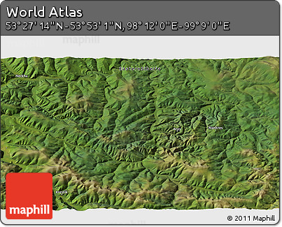 Satellite 3D Map of the Area around 53° 40' 8" N, 98° 40' 30" E