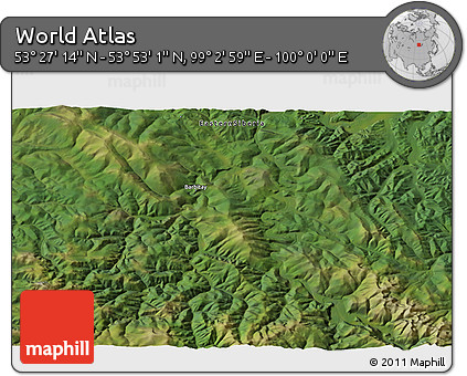 Satellite 3D Map of the Area around 53° 40' 8" N, 99° 31' 30" E