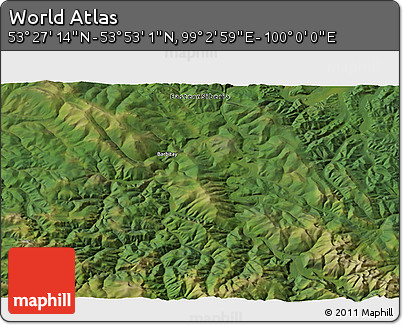Satellite 3D Map of the Area around 53° 40' 8" N, 99° 31' 30" E