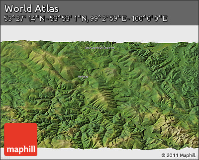 Satellite 3D Map of the Area around 53° 40' 8" N, 99° 31' 30" E