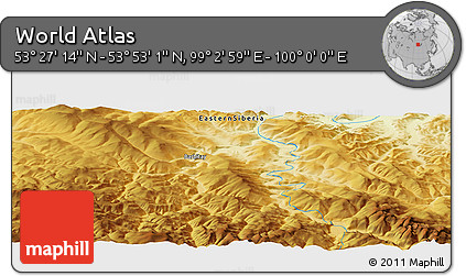 Physical Panoramic Map of the Area around 53° 40' 8" N, 99° 31' 30" E
