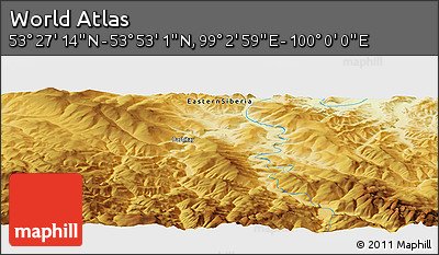 Physical Panoramic Map of the Area around 53° 40' 8" N, 99° 31' 30" E