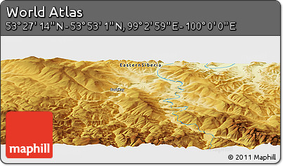 Physical Panoramic Map of the Area around 53° 40' 8" N, 99° 31' 30" E