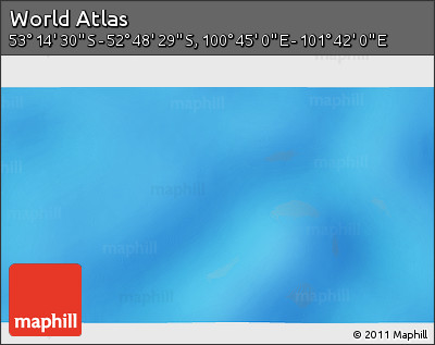 Physical 3D Map of the Area around 53° 1' 29" S, 101° 13' 29" E