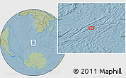 Savanna Style Location Map of the area around 53° 1' 29" S, 11° 7' 30" E, hill shading
