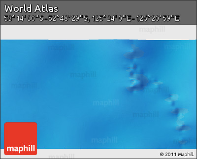 Physical 3D Map of the Area around 53° 1' 29" S, 125° 52' 30" E