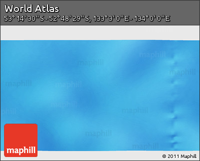 Physical 3D Map of the Area around 53° 1' 29" S, 133° 31' 30" E