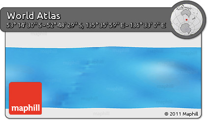 Shaded Relief Panoramic Map of the Area around 53° 1' 29" S, 136° 4' 29" E