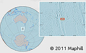Gray Location Map of the area around 53° 1' 29" S, 140° 19' 29" E, hill shading